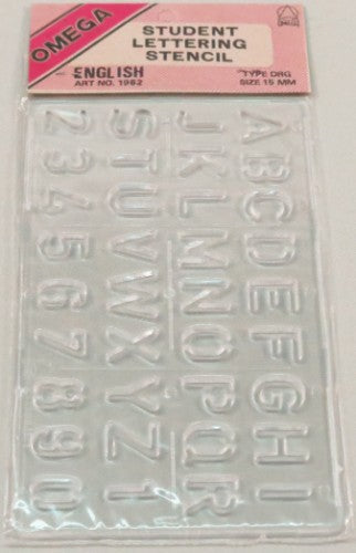 Artist Stencil - Omega 15mm for crisp lettering, 2mm thick, ideal for artists and crafters on any surface.
