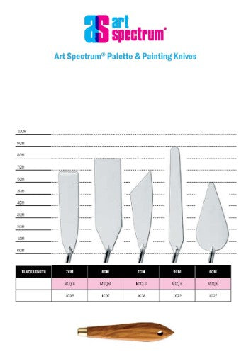 As Painting Knife 1008 with carbon steel blade and olive wood handle, perfect for mixing colors and precise paint application.