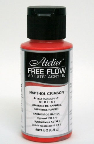 Vibrant 60ml Napthol Crimson acrylic paint, ideal for dynamic art techniques with excellent lightfastness and smooth application.