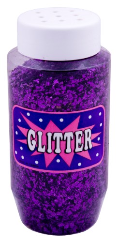 Vibrant purple confetti glitter in a 250ml jar, perfect for arts, crafts, and adding sparkle to any celebration.