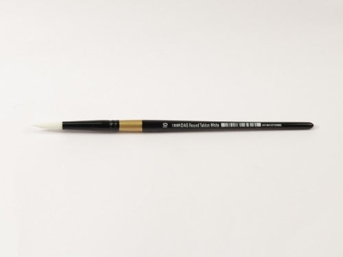 Taklon Round #10 artist brush with golden nylon bristles for precise detailing in various painting styles.