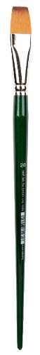 Synthetic flat artist brush #20, ideal for bold strokes and precise color application in various painting styles.
