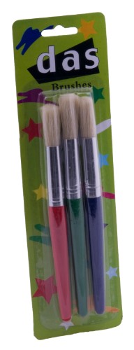 Set of 3 round bristle brushes for versatile painting, suitable for acrylics, watercolors, and oils. Ideal for all skill levels.