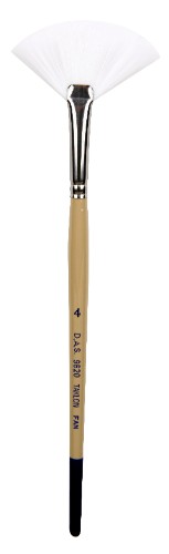 Artist Brush - S9620 White Taklon Fan #4, versatile tool for detail and broad strokes in watercolor, acrylic, and gouache painting.