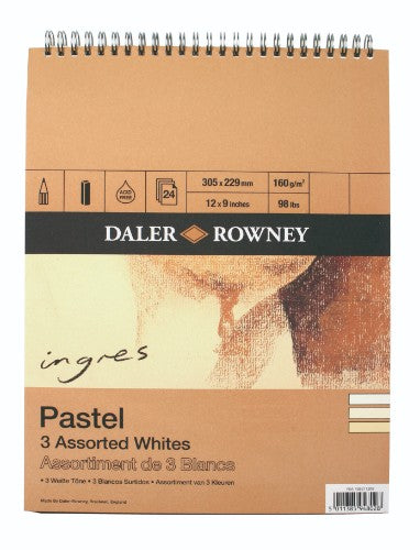 Craft Paper Pad - Ingres Pastel Spiral 3ass Whites 160gm 1