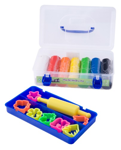 Assorted Das Modelling Clay (7) 550g in Wit, vibrant and reusable, perfect for creative projects by kids and adults.