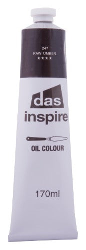 Das Inspire Oil 170ml in Raw Umber, a versatile, lightfast paint perfect for blending and creating depth in artwork.