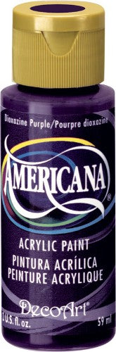 Americana Acrylic 2oz Dioxazine Purple paint, vibrant color for various surfaces, perfect for art and crafts.