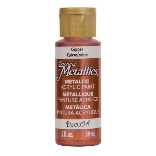 Dazzling Metallics 2oz Copper acrylic paint showcasing a premium metallic finish, ideal for crafts, decor, and art projects.
