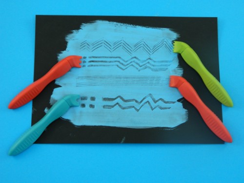 Set of 4 colorful soft grip pattern makers for creating intricate designs in dough, clay, and paint with ease.