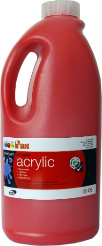 Vibrant 2-litre Fas Student Acrylic paint in warm red, perfect for artists, offering fast-drying, non-toxic versatility.