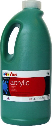 Acrylic paint in vibrant deep green, 2 liters, perfect for artists and hobbyists for versatile, fast-drying projects.