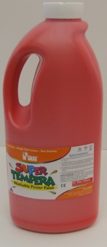Vibrant Brill Red 2L non-toxic tempera paint, ideal for poster work, easy application, and transforms under UV light.
