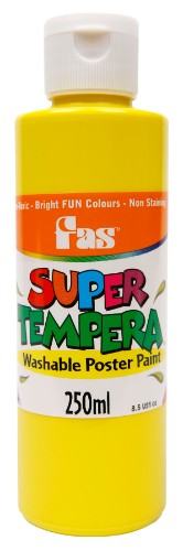 Vibrant yellow washable poster paint for arts and crafts, perfect for kids and adults, non-toxic and easy to use.