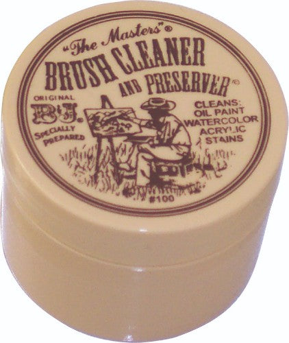 Masters Brush Cleaner 1oz bottle, a non-abrasive formula for effective cleaning and conditioning of artist brushes.