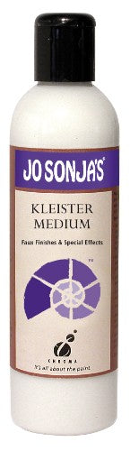 A 250ml bottle of Jo Sonja's Faux Finish Kleister Medium, ideal for achieving stunning faux finishes with acrylic paints.