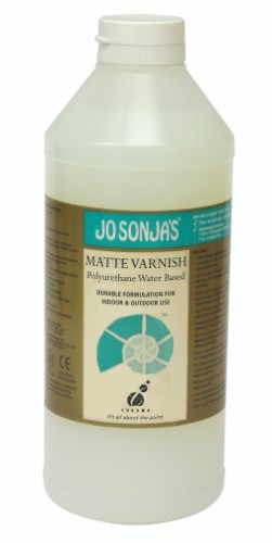 Jo Sonja's Satin Varnish is a water-based polyacrylic coat that enhances art with a vibrant satin finish and durable protection.