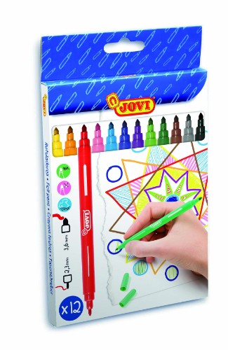 Vibrant 12-pack of Jovi washable felt pens, perfect for artists with smooth lines and non-toxic, easy-to-clean ink.