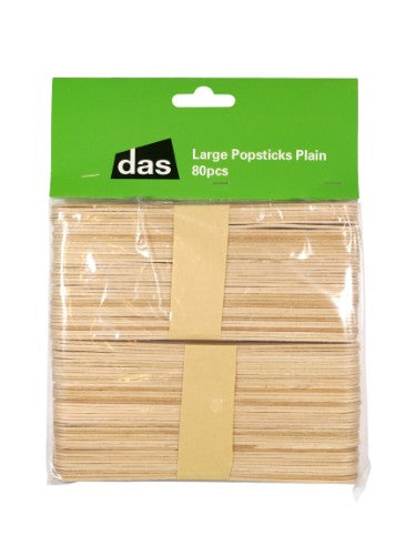 Wooden popsticks in a pack of 80, perfect for arts and crafts, modeling, and educational projects.