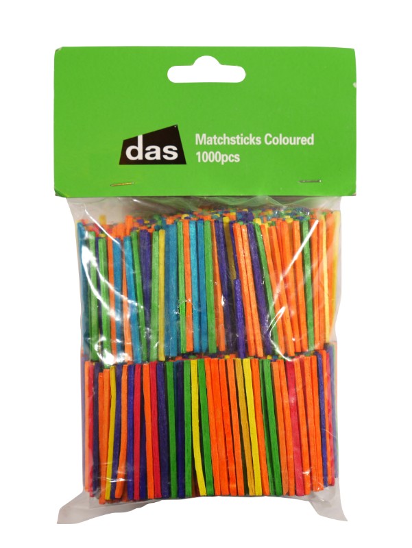 Vibrant 1000pc colored match sticks for arts and crafts, perfect for creative projects and DIY activities.