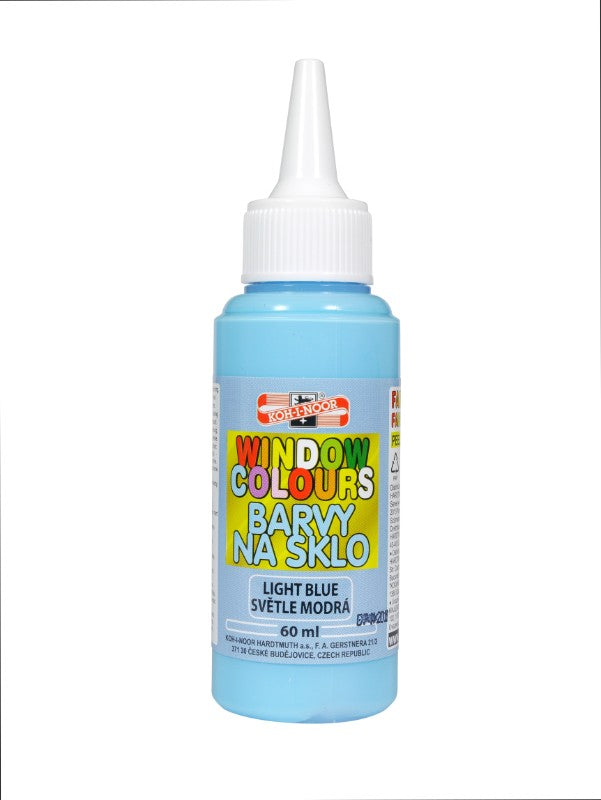 Kohinoor Glass Colour 60ml in Sky Blue, vibrant and non-toxic paint for glass, mirrors, and tiles, great for artists and crafters.