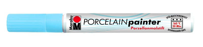 Sky Blue porcelain paint designed for ceramics, dries quickly, oven-cured, dishwasher-safe, ideal for art projects.