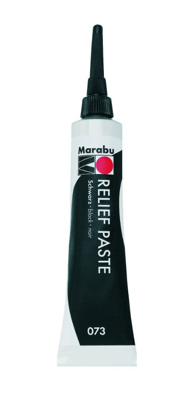 Marabu Relief Paste 20ml in 073 Black, a versatile glass paint for creating intricate designs and durable décor.