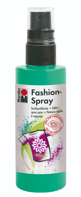 Vibrant Apple-colored fabric spray for personalized designs on textiles, suitable for light fabrics and easy to use.