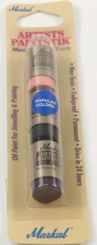 Colorful Markal Popular Mini Sticks Set for vibrant application on porous surfaces; includes Medium Pink, Teal Blue, Purple Sage.