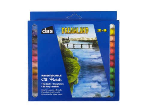 Vibrant set of 24 water-soluble oil pastels for versatile, blendable art techniques in classrooms and studios.