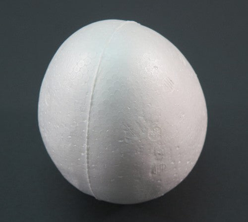 Premium Styrofoam egg shape (120x60mm) ideal for crafting, decorating, and educational projects, lightweight and durable.