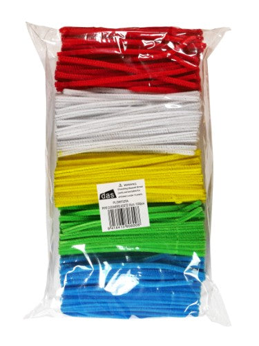 Assorted 15cm cotton pipe cleaners in a 1000-piece pack, perfect for creative crafting and DIY projects.