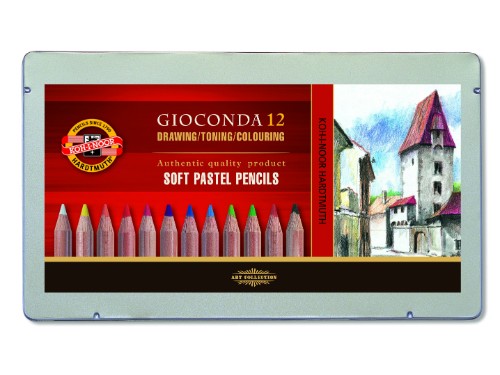 12 Gioconda soft pastel pencils in vibrant colors for blending, sketching, and detailed artwork. Ideal for artists of all levels.