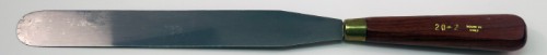 Large stainless steel palette knife #20/2 for artists, ideal for mixing, applying, and blending colors on canvas.