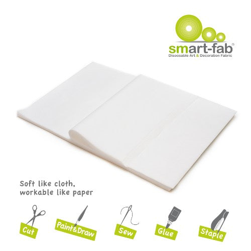 Smart-Fab Cut Sheets in white, 12x18 inches, versatile, recyclable fabric for crafts, education, and creative projects.