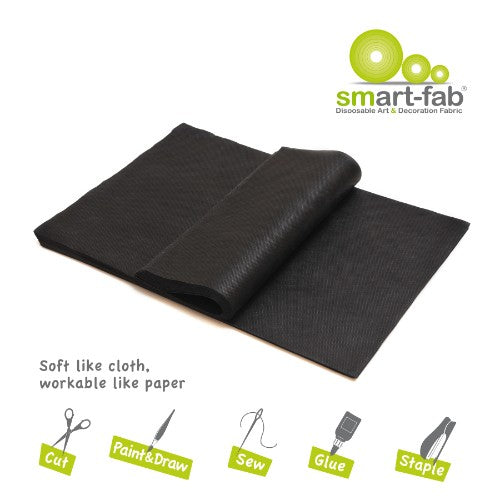 Smart-Fab Cut Sheets in black, 12 x 18 inches, ideal for arts, crafts, and projects—flexible, durable, and recyclable.