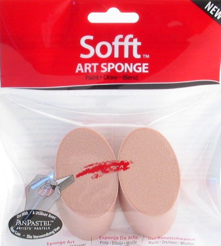 Sofft Sponge Ang/Sl Rnd, pack of 2, designed for smooth paint application and blending in watercolor, acrylic, or oil.