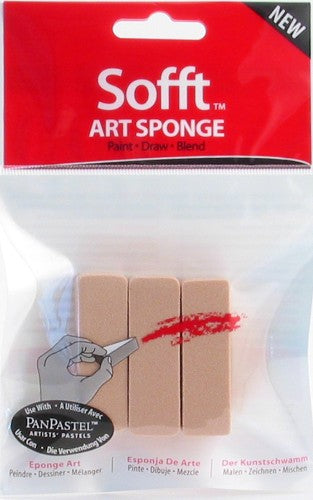 Flat Sofft Sponge Bar - three unique artist sponges for versatile mark-making, blending, and precise application in art projects.