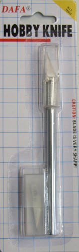 C-601cs Al Knife with 5 blades and protective cap, designed for precision cutting of paper, plastic, and models.