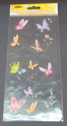 "Colorful 'Thank You' sticker for card making, available in six shapes for personalizing DIY projects and heartfelt notes."