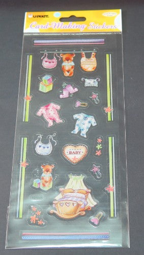 Colorful Baby World stickers featuring cute animals and cheerful designs for creative card making and scrapbooking.