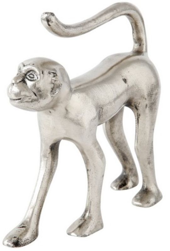 Antique aluminium monkey ornament (22cm) adds charm and elegance to any decor with its whimsical design and durable craftsmanship.