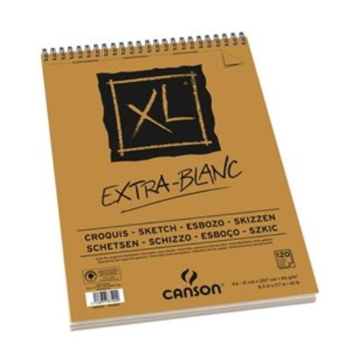 Canson XL Extra White A5 sketch pad with 60 sheets of acid-free, lightweight 90g paper for vibrant art and creativity.