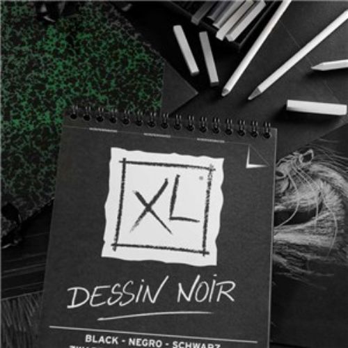 XL Black Drawing Pad A3 with 150g acid-free paper, perfect for contrasting artwork and versatile mediums.