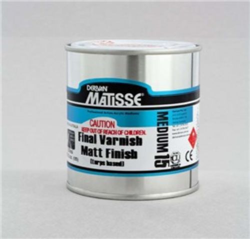 Matisse Mm15 250ml Matt Varnish T/B provides a protective, non-yellowing finish for art, maintaining vibrant colors and easy restoration.
