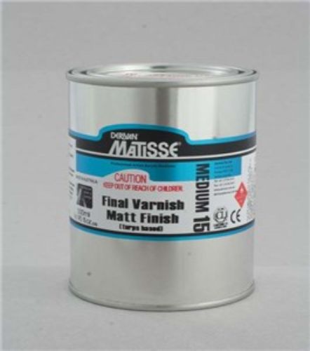 Matisse Mm15 500ml Matt Varnish providing a non-yellowing, protective finish for artists, suitable for acrylic and oil paintings.