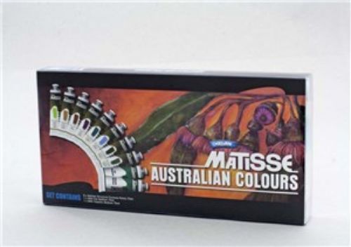Vibrant Matisse Set featuring 10x75ml professional-grade colors inspired by Australia's stunning landscapes and flora.