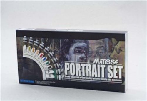 Matisse Set Portrait Colours 10x75ml acrylic paint tubes in essential skin tones and vibrant colors for portrait and figure painting.