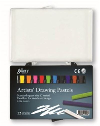 Assorted set of 12 vivid fade-resistant pastels for smooth application and excellent blending in artistic projects.