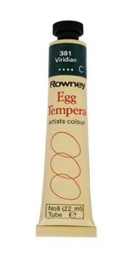 Rown Egg Tempera 22ml in Viridian, vibrant green paint for artists, perfect for blending, layering, and eco-friendly projects.